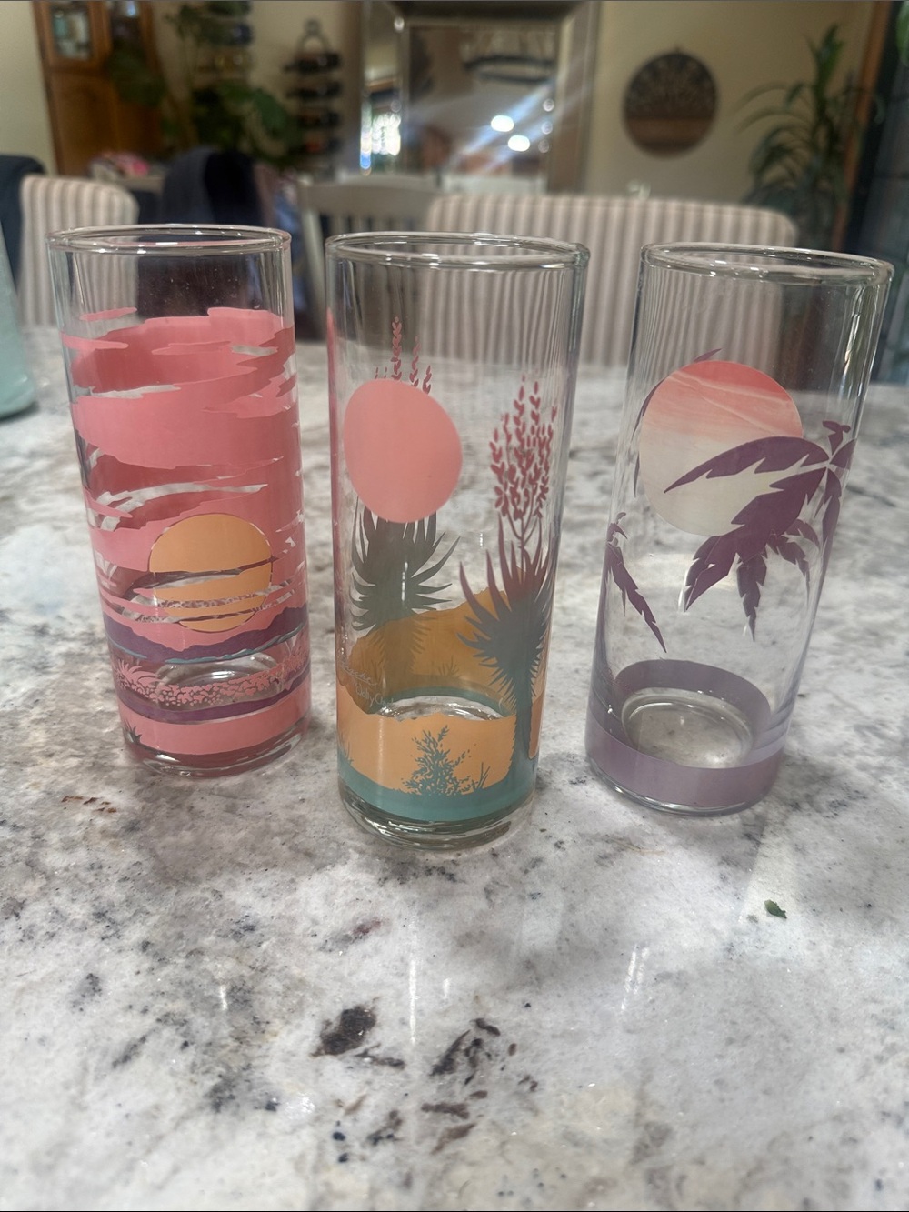 Panache Sunset Motif Highball Glasses - Pink, Orange & Purple